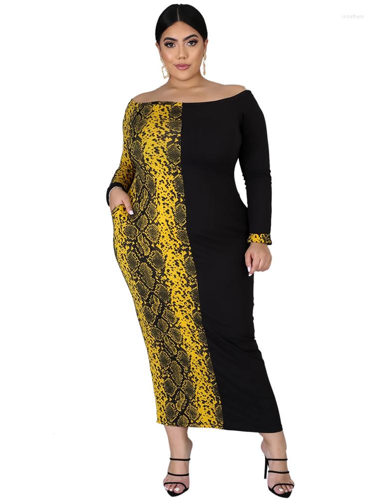 Plus Size Dresses Long For Women Slash Neck Full Sleeve Robe 2022 Autumn Serpentine Print Splice Sexy Oversize OL Maxi Dress, Multi
Plus Size Dresses Long For Women Slash Neck Full Sleeve Robe 2022 Autumn Serpentine Print Splice Sexy Oversize OL Maxi Dress, Multi