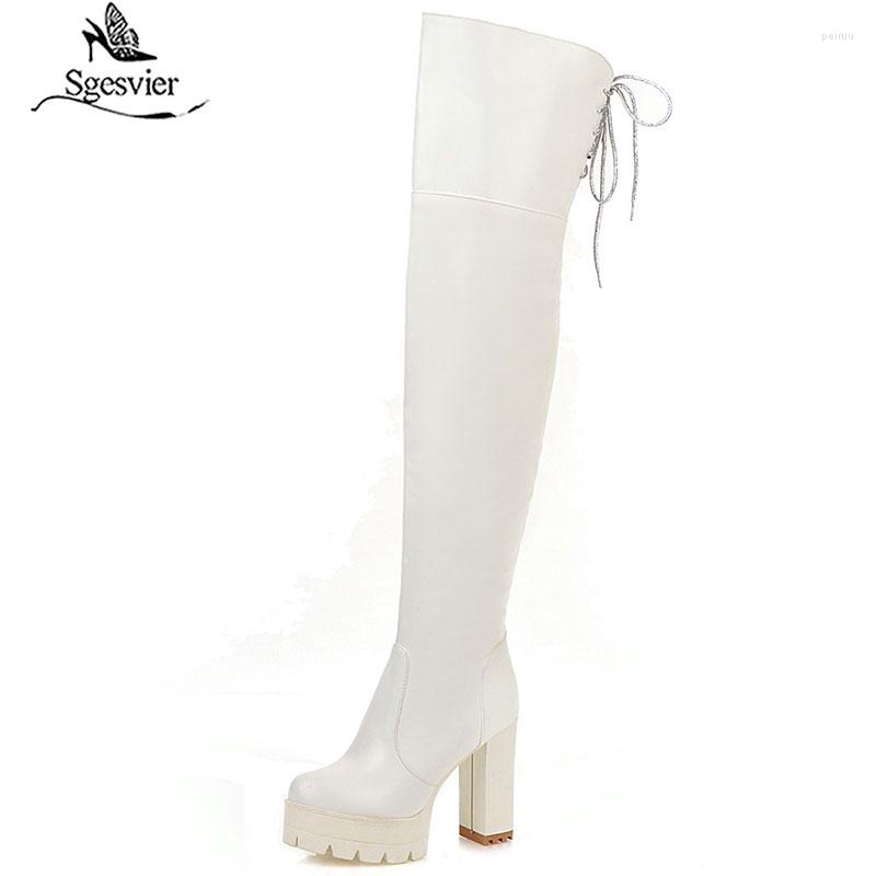 Boots Sgesvier Arrival Round Toe Short Plush Autumn Winter Thigh High Lace Up Fashion Thick Heels Prom Shoes G751, Black 
Boots Sgesvier Arrival Round Toe Short Plush Autumn Winter Thigh High Lace Up Fashion Thick Heels Prom Shoes G751, Black