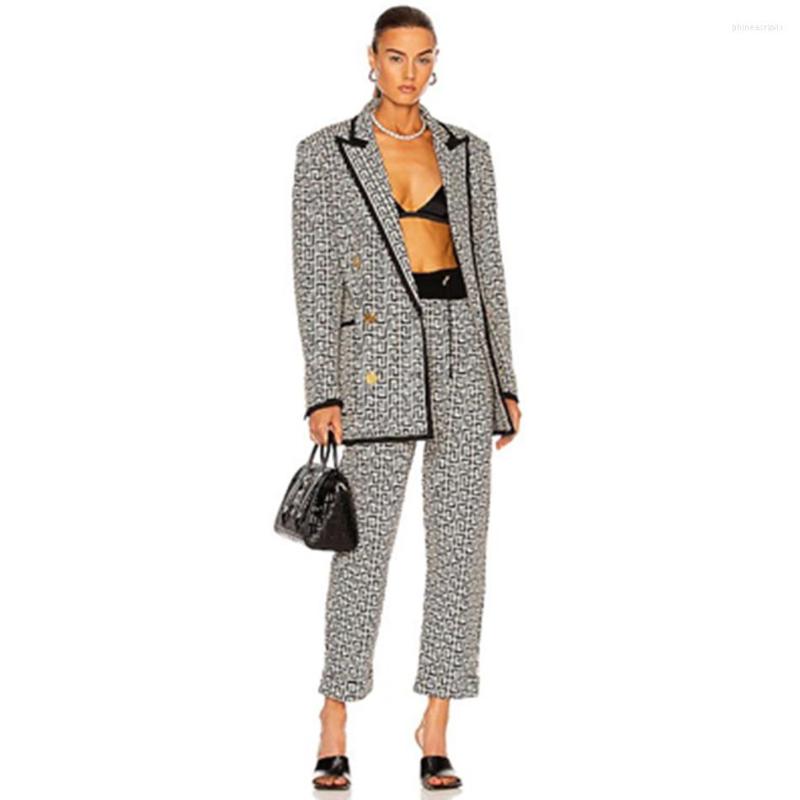Women' Two Piece Pants Jacquard Jacket Black Designer Long Sleeve V Neck Double Breasted Blazer Bandage Set
Women' Two Piece Pants Jacquard Jacket Black Designer Long Sleeve V Neck Double Breasted Blazer Bandage Set