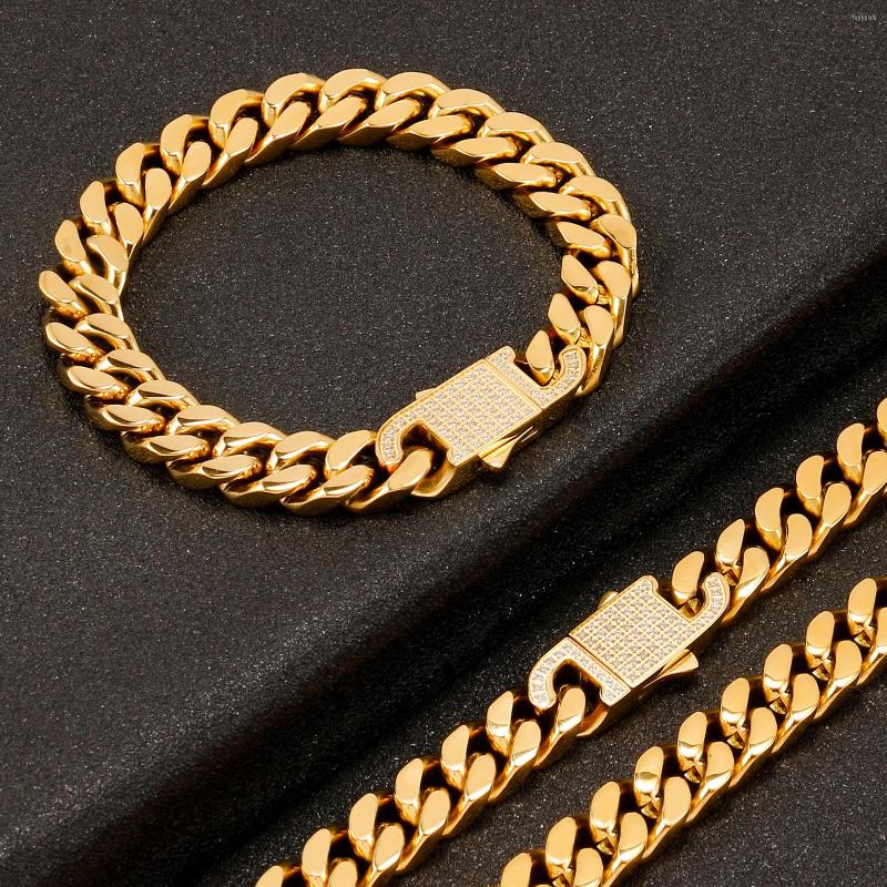Chains Hip Hop Cuban Chain Necklaces For Men Women Bracelets Zicron Buckle Gold Plated Silver Color Stainless Steel Jewelry Accessories
Chains Hip Hop Cuban Chain Necklaces For Men Women Bracelets Zicron Buckle Gold Plated Silver Color Stainless Steel Jewelry Accessories