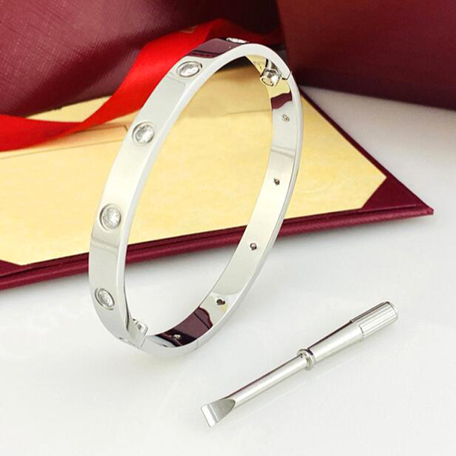 Hot fashion Titanium Steel Love carti Bracelet Bangles for women silver rose gold bracelet Men with ten CZ stones bangle Couple Jewelry gift to choose come dust bag
Hot fashion Titanium Steel Love carti Bracelet Bangles for women silver rose gold bracelet Men with ten CZ stones bangle Couple Jewelry gift to choose come dust bag