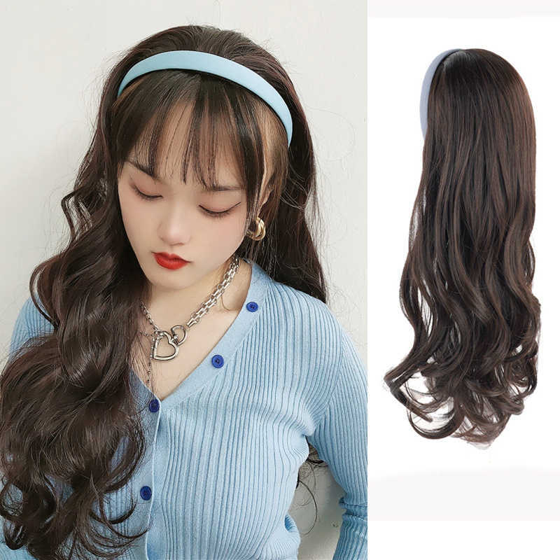 Hair Lace Wigs Hoop Half Head Set Net Red Same Wig Women's Long Straight Hair Integrated Non Detachable, Blue hair hoop long black curly hair
Hair Lace Wigs Hoop Half Head Set Net Red Same Wig Women's Long Straight Hair Integrated Non Detachable, Blue hair hoop long black curly hair