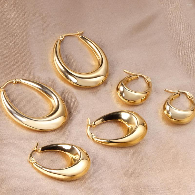 Hoop Earrings Stainless Steel Oval Shape Gold For Women Chunky Exaggerated Ear Ornaments Party Jewelry 2022 Brincos Feminino
Hoop Earrings Stainless Steel Oval Shape Gold For Women Chunky Exaggerated Ear Ornaments Party Jewelry 2022 Brincos Feminino