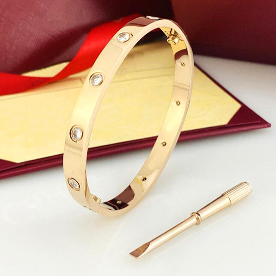 fashion Love carti Bracelet Bangles for womenTitanium Steel silver rose gold bracelet Men with ten CZ stones bangle Couple Jewelry come dust bag
fashion Love carti Bracelet Bangles for womenTitanium Steel silver rose gold bracelet Men with ten CZ stones bangle Couple Jewelry come dust bag