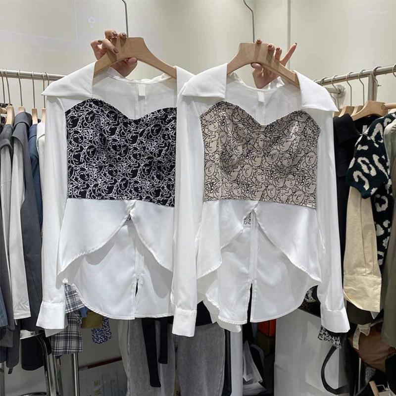Women' Blouses Korean White Long Sleeve Blouse Shirt Patchwork 2022 Fashion Women Tops, Black
Women' Blouses Korean White Long Sleeve Blouse Shirt Patchwork 2022 Fashion Women Tops, Black
