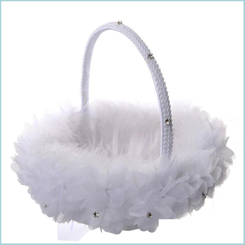 Ring Pillows Flower Baskets White Ostrich Feather Flower Girl Basket Elegant Lace Rhinestone Bridal Wedding Favors Accessories Dro Dhupt, Blue
Ring Pillows Flower Baskets White Ostrich Feather Flower Girl Basket Elegant Lace Rhinestone Bridal Wedding Favors Accessories Dro Dhupt, Blue