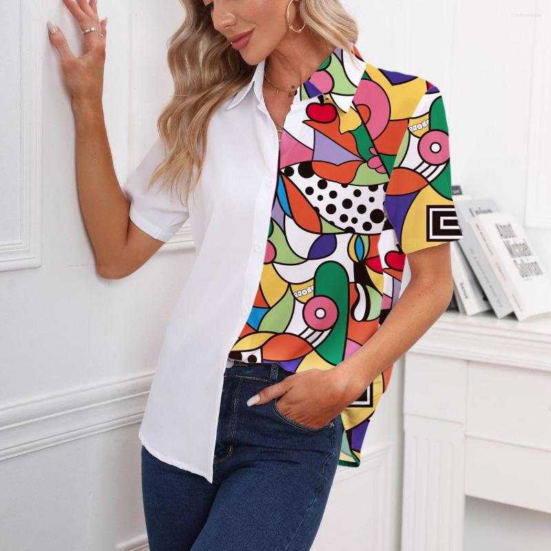 Women' Blouses 2022 Autumn Women' Shirt Print Geometric Spliced Short Sleeves Turn-down Collar Shirts Female Loose Casual Fashion Lady
Women' Blouses 2022 Autumn Women' Shirt Print Geometric Spliced Short Sleeves Turn-down Collar Shirts Female Loose Casual Fashion Lady