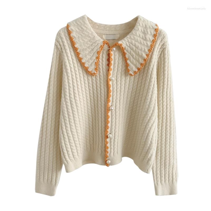 Women' Knits WSYORE Contrasting Color Sweater Coat Women Spring And Autumn Female Student Doll Collar Knitted Cardigan Jacket NS2783, Blue
Women' Knits WSYORE Contrasting Color Sweater Coat Women Spring And Autumn Female Student Doll Collar Knitted Cardigan Jacket NS2783, Blue