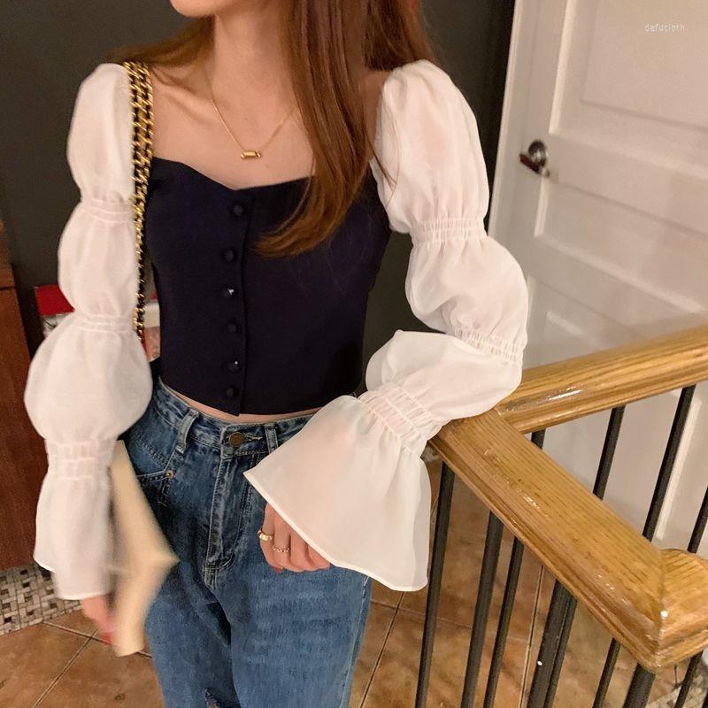 Women' Sweaters Woman Chandails Clothing Sexy Fairy Bubble Sleeve T-shirt Splicing Knitwear Square Collar Pullover Top For Women, Black
Women' Sweaters Woman Chandails Clothing Sexy Fairy Bubble Sleeve T-shirt Splicing Knitwear Square Collar Pullover Top For Women, Black