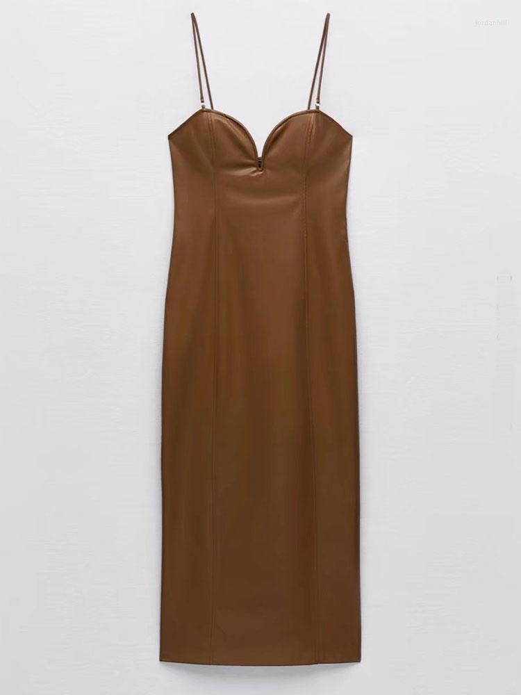 Casual Dresses Zach AiIsa High Quality Spring Retro Sexy Sling Women's Textured Faux Leather Wrap Breast Temperament Slim Dress, Dark brown
Casual Dresses Zach AiIsa High Quality Spring Retro Sexy Sling Women's Textured Faux Leather Wrap Breast Temperament Slim Dress, Dark brown