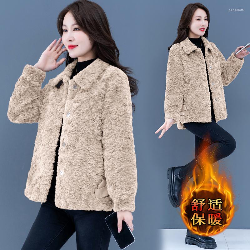 Women's Fur Autumn Winter Femme Top Middle-Aged Mothers Lamb Velvet Coat Loose Short Thick Warm Sheep Shearing Jacket Women H2009, Beige
Women's Fur Autumn Winter Femme Top Middle-Aged Mothers Lamb Velvet Coat Loose Short Thick Warm Sheep Shearing Jacket Women H2009, Beige