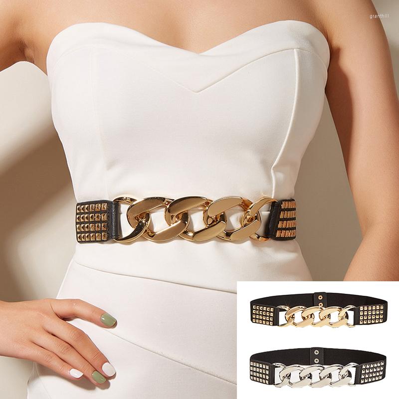 Belts Punk Metal Chain Belt Quality Rivet Wide Waistband For Women Luxury Design Brand Waist Strap Elastic Simple Korean Style, Silver
Belts Punk Metal Chain Belt Quality Rivet Wide Waistband For Women Luxury Design Brand Waist Strap Elastic Simple Korean Style, Silver