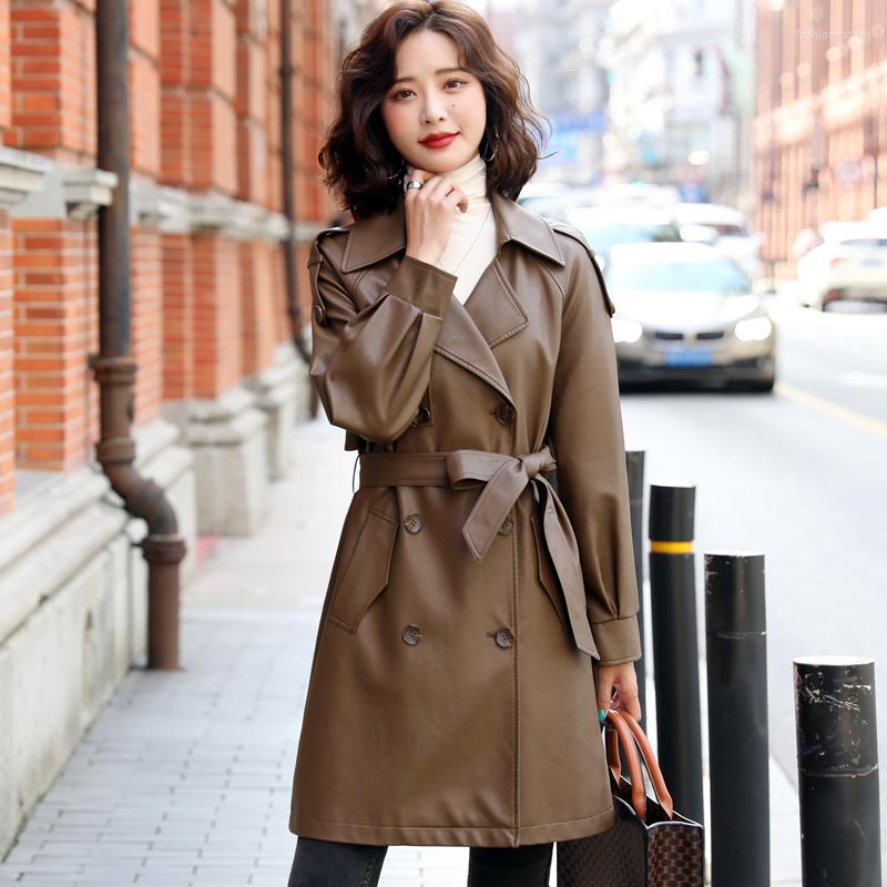 Women's Leather Women Sheep Trench Coat Spring Autumn 2022 Fashion Notched Collar Medium Long Loose Sheepskin Stylish Outerwear, Black
Women's Leather Women Sheep Trench Coat Spring Autumn 2022 Fashion Notched Collar Medium Long Loose Sheepskin Stylish Outerwear, Black