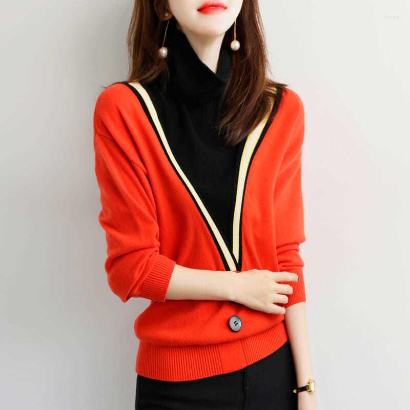 Women' Sweaters Woman Chandails Turtleneck Color Contrast Patchwork V-neck Knitted Sweater Top Women, Green
Women' Sweaters Woman Chandails Turtleneck Color Contrast Patchwork V-neck Knitted Sweater Top Women, Green