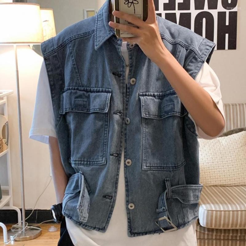 Men' Vests Men Denim Vest Coats Solid Color Turn-down Collar Multi Pocket Jackets For Hip Hop Single Breasted Cargo Waistcoat Chaquetas, Black
Men' Vests Men Denim Vest Coats Solid Color Turn-down Collar Multi Pocket Jackets For Hip Hop Single Breasted Cargo Waistcoat Chaquetas, Black