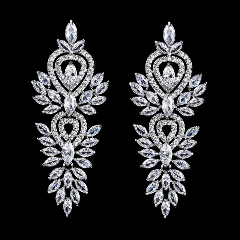 Luxury Bridal Jewelry Gorgeous Crystal Cubic Zirconia Earrings Gold Silver Color Long Women Earrings Female Wedding Party Accessories Gift CL1383
Luxury Bridal Jewelry Gorgeous Crystal Cubic Zirconia Earrings Gold Silver Color Long Women Earrings Female Wedding Party Accessories Gift CL1383