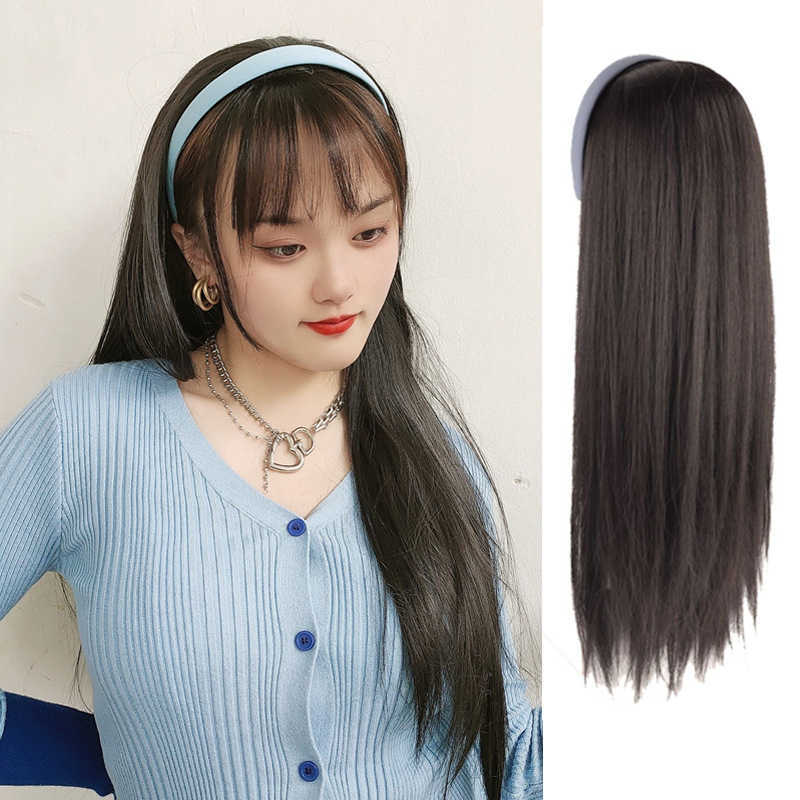Hair Lace Wigs Live Broadcast Band Half Head Cover Long Straight Hair Female Wig Integrated Type Ii, Blue hoop black long straight hair
Hair Lace Wigs Live Broadcast Band Half Head Cover Long Straight Hair Female Wig Integrated Type Ii, Blue hoop black long straight hair