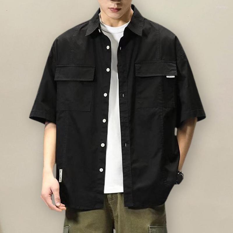 Men's Casual Shirts Chic Summer Shirt Single-breasted Young Style Flap Pockets Colorfast Cardigan Lapel Men Tops Loose Type, Black
Men's Casual Shirts Chic Summer Shirt Single-breasted Young Style Flap Pockets Colorfast Cardigan Lapel Men Tops Loose Type, Black