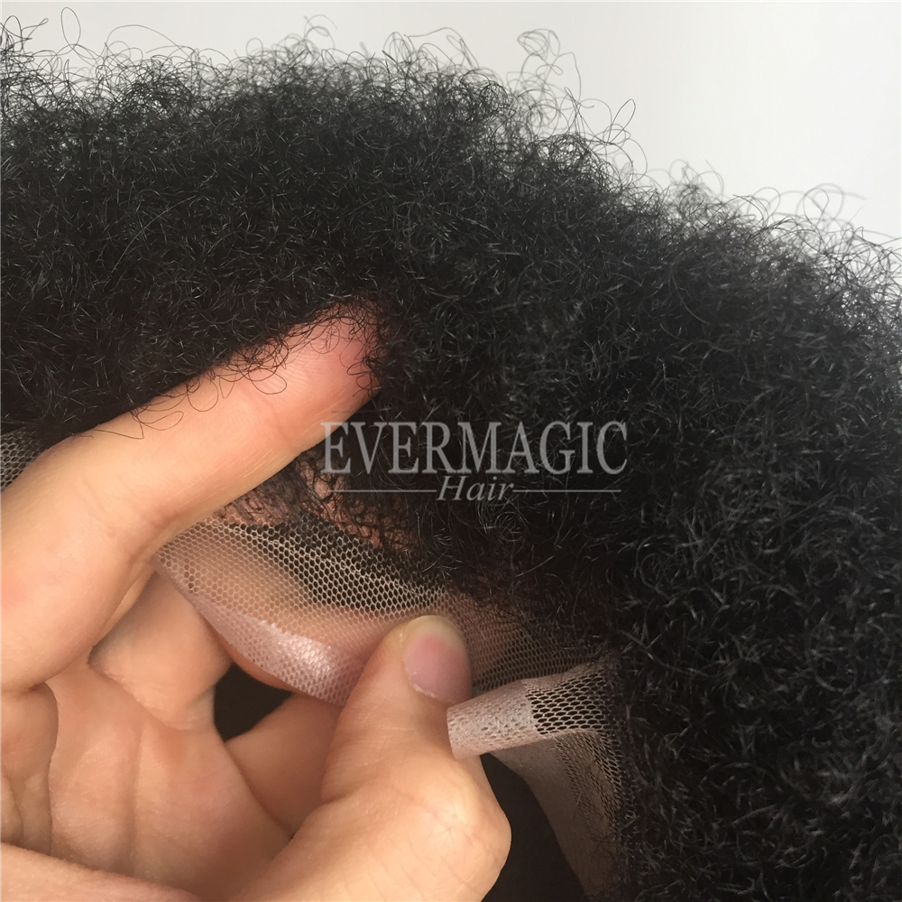 6mm Afro Kinky Mens Wigs Replacement Toupee For Hair Loss Black Men