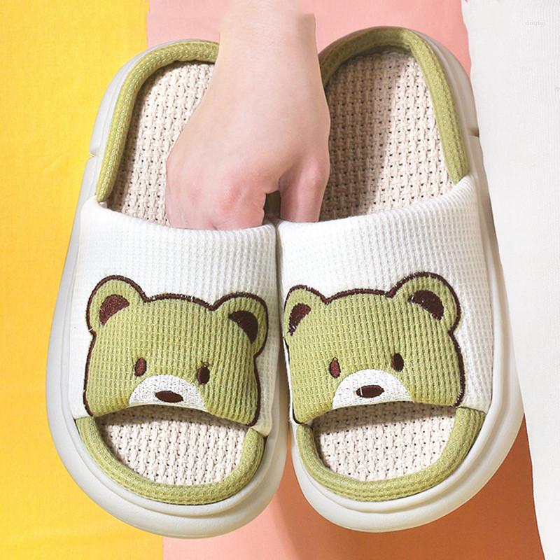 Slippers Bear Women's Cartoon Cute Four Seasons Indoor Cotton Linen Thick Sole Non-Slip Couple Home Slides Ladies Shoes, Blue
Slippers Bear Women's Cartoon Cute Four Seasons Indoor Cotton Linen Thick Sole Non-Slip Couple Home Slides Ladies Shoes, Blue