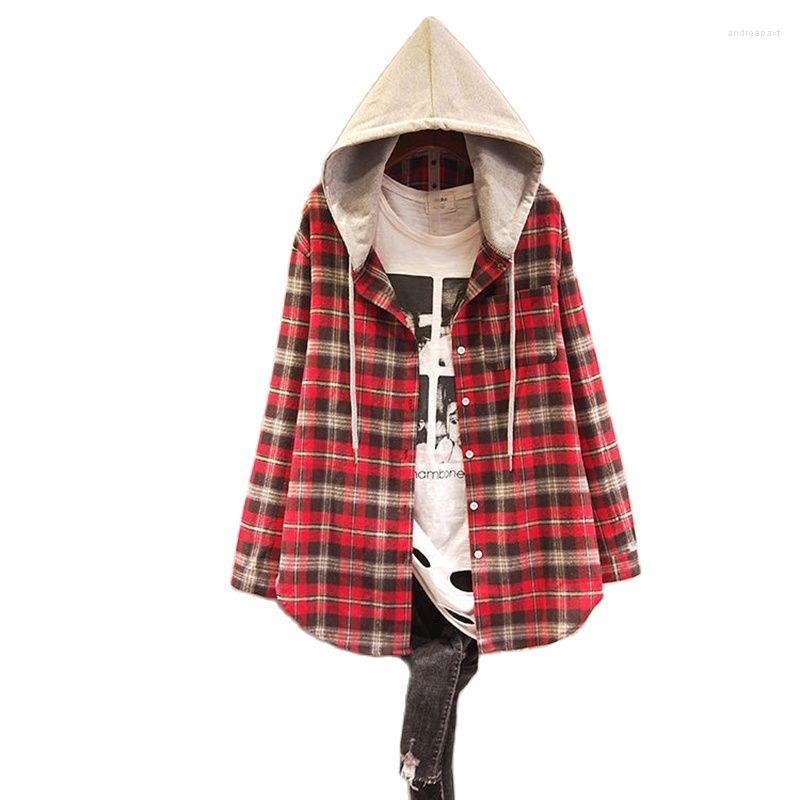 Women' Blouses Hooded Plaid Shirt Tops Women' Mid-Length Brushed Retro 2022 Spring Autumn Korean Student Loose Thin Coat Outerwear, Red
Women' Blouses Hooded Plaid Shirt Tops Women' Mid-Length Brushed Retro 2022 Spring Autumn Korean Student Loose Thin Coat Outerwear, Red