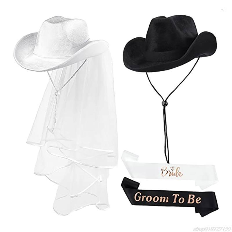 Berets 1set Handmade Groom Bride Cowgirl Hat Bridal Shoulder Strap Western Shinning White Black Fedora With Yarn AG22 22 Dropship, Brides single set
Berets 1set Handmade Groom Bride Cowgirl Hat Bridal Shoulder Strap Western Shinning White Black Fedora With Yarn AG22 22 Dropship, Brides single set