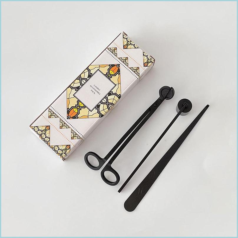 Scissors 3 In 1 Candle Accessory Set Black Sier Gold Wick Trimmer Cutter Scissors Snuffer Extinguisher Christmas Gift For Candles Lo Dhpa0
Scissors 3 In 1 Candle Accessory Set Black Sier Gold Wick Trimmer Cutter Scissors Snuffer Extinguisher Christmas Gift For Candles Lo Dhpa0