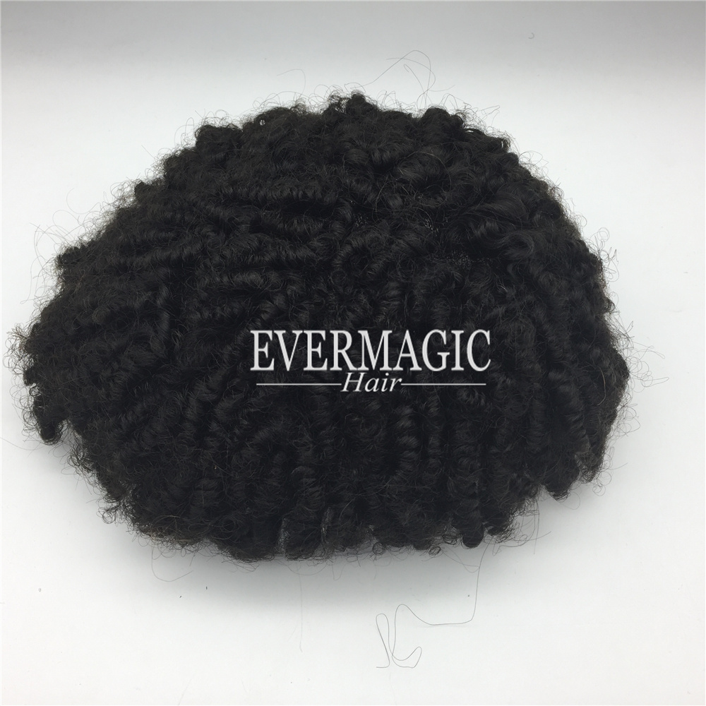 6mm tight curly full lace Mens Wigs Replacement Toupee For Hair Loss Black Men