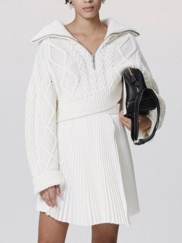 Women' Sweaters 2022 Autumn And Winter Zipper Lapel Solid Color Twist Knitted Women Short Pullover Sweater Top, Beige
Women' Sweaters 2022 Autumn And Winter Zipper Lapel Solid Color Twist Knitted Women Short Pullover Sweater Top, Beige