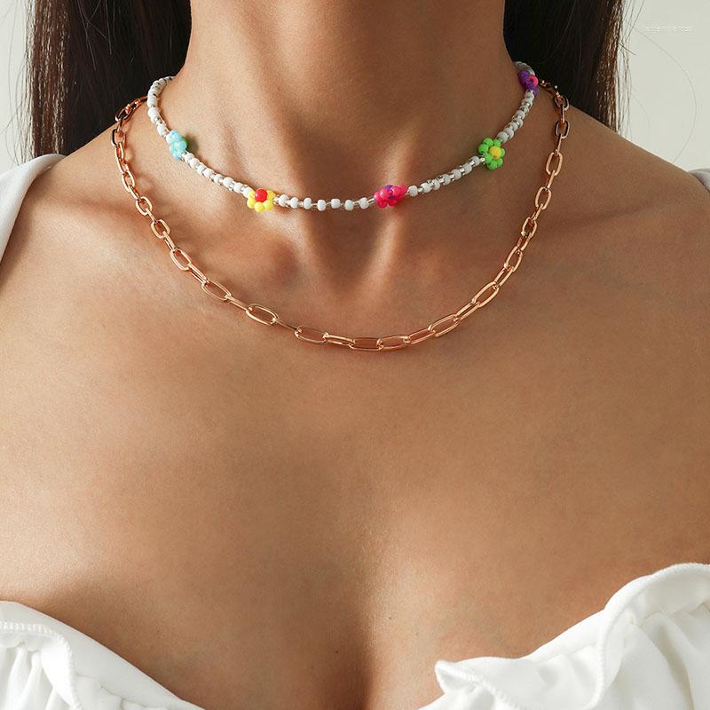 Choker Vintage Colorful Beads Daisy Flower Thick Chain Necklace Women Double Layers Geometric Clavicle Collar Jewelry
Choker Vintage Colorful Beads Daisy Flower Thick Chain Necklace Women Double Layers Geometric Clavicle Collar Jewelry