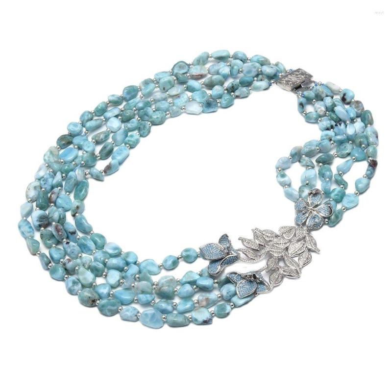Pendant Necklaces GuaiGuai Jewelry Natural 5 Strands Blue Larimars Freeform Shape Multi Necklace 18" CZ Connector Handmade For Women
Pendant Necklaces GuaiGuai Jewelry Natural 5 Strands Blue Larimars Freeform Shape Multi Necklace 18" CZ Connector Handmade For Women