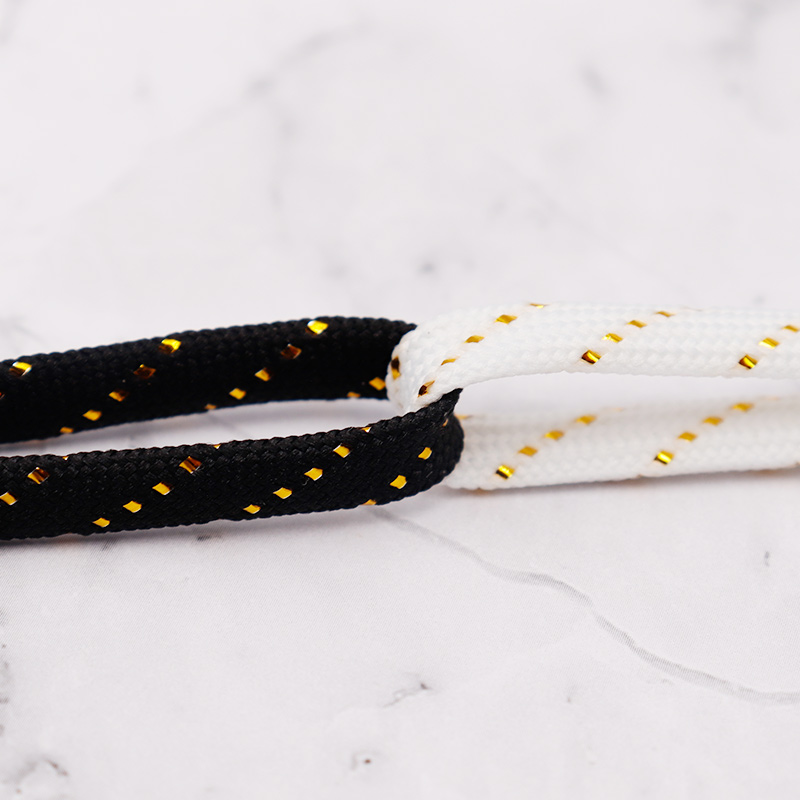 Children Size 7MM Gold Metallic Yarn Strip Black White Tape Canvas Leisure Street Walk Polyester Flat Sport Shoelace for deisgner shoes
Children Size 7MM Gold Metallic Yarn Strip Black White Tape Canvas Leisure Street Walk Polyester Flat Sport Shoelace for deisgner shoes