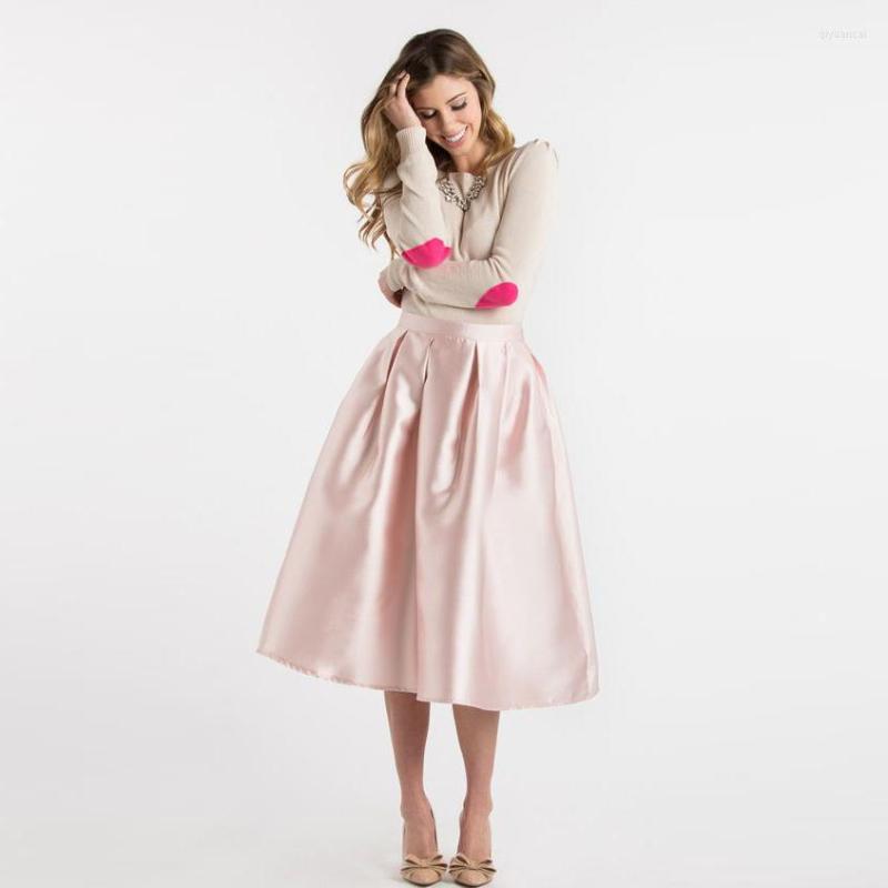 Skirts Bright Color Pink Satin Women Custom Made Zipper Band Waistline A Line Mid Calf Skirt With Pockets Pleated, Gray
Skirts Bright Color Pink Satin Women Custom Made Zipper Band Waistline A Line Mid Calf Skirt With Pockets Pleated, Gray