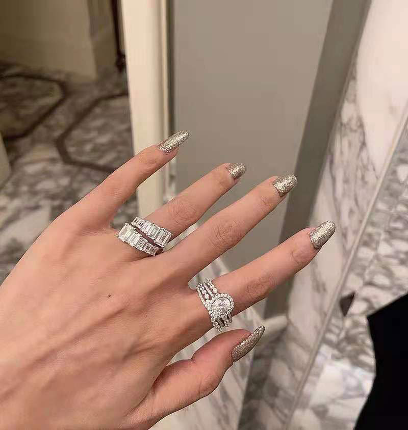 Cute Bling Diamond 925 Silver Adjustable Snake Ring for Women Wedding Engagement Fashion Jewelry 2021 New Trend