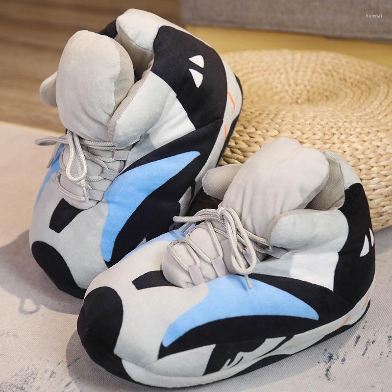 Slippers Fluffy Plush Basketball Slipper Winter Sneaker Home Shoes Men/Women House or Sliders Indoor Slides Funny