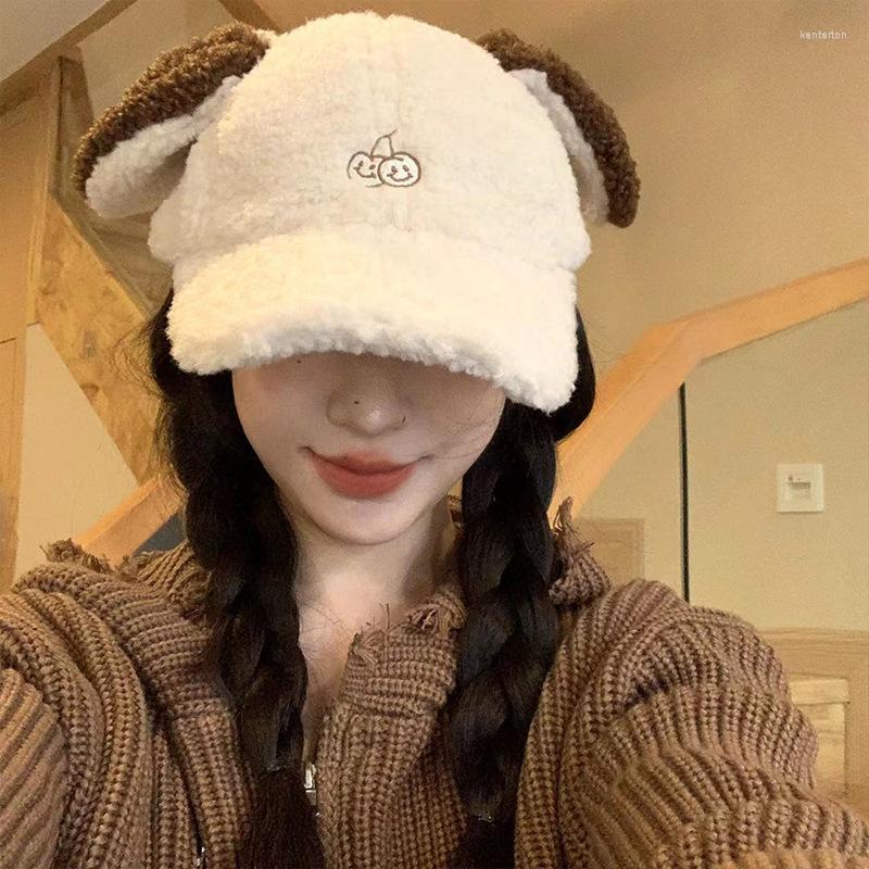 Ball Caps Cute Cartoon Dog Ears Baseball Cap Women Autumn And Winter Cherry Embroidery Warm Thickened Lambswool Adjustable Hat Casquette, Black
Ball Caps Cute Cartoon Dog Ears Baseball Cap Women Autumn And Winter Cherry Embroidery Warm Thickened Lambswool Adjustable Hat Casquette, Black