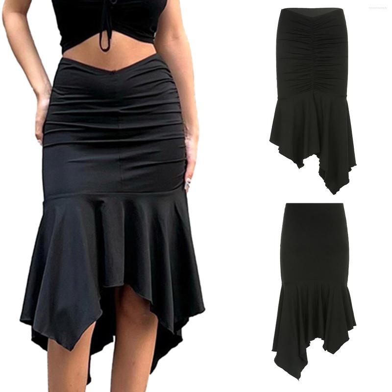 Skirts Women' Fashion High Waist Ruched Irregular Ruffle Hem Wrapped Skirt Midi For Spring Summer, Black
Skirts Women' Fashion High Waist Ruched Irregular Ruffle Hem Wrapped Skirt Midi For Spring Summer, Black