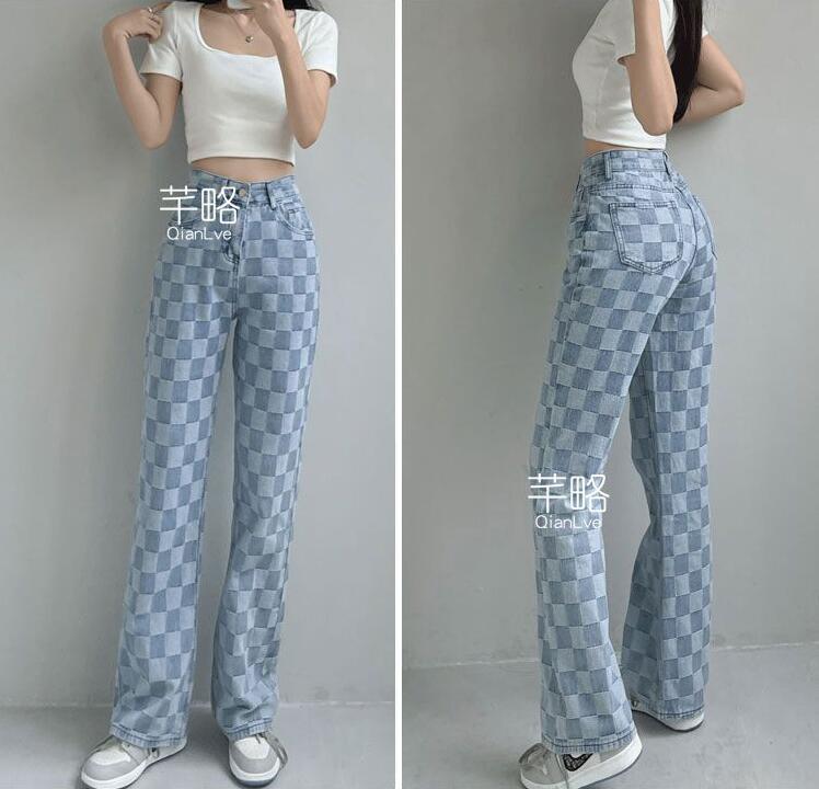 New Women's Jeans Women Casual fashion designer Jeans High waist wide leg pants, Blue
New Women's Jeans Women Casual fashion designer Jeans High waist wide leg pants, Blue