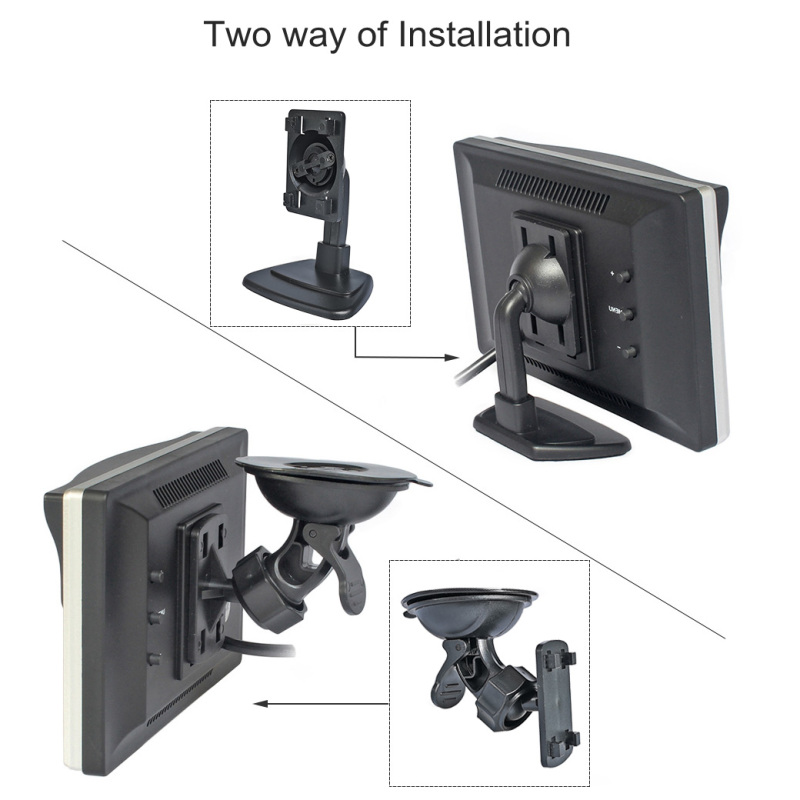 1024x600 5 Inch IPS AHD Rear View Car Monitor Parking Backup Monitor With Suction Cup and Bracket for MPV SUV Horse Lorry