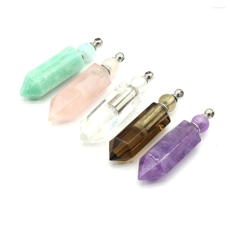 Pendant Necklaces 1pcs Natural Rose Quartzs Amethysts Stone Perfume Bottle Necklace Women Essential Oil Vial Jewelry Gift Size 14x53mm
Pendant Necklaces 1pcs Natural Rose Quartzs Amethysts Stone Perfume Bottle Necklace Women Essential Oil Vial Jewelry Gift Size 14x53mm