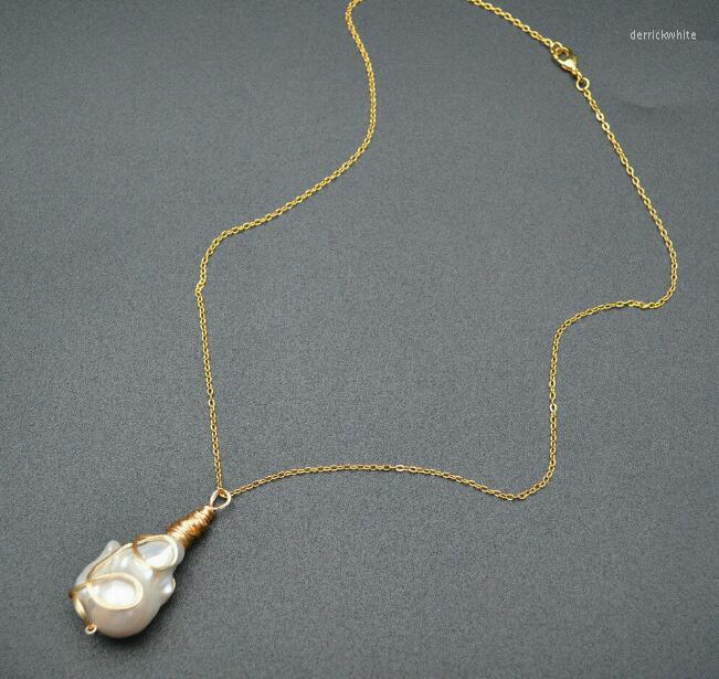 Pendant Necklaces Jewelry Wire Wrapped Natural White Pearl Baroque Linked Chains Necklace
Pendant Necklaces Jewelry Wire Wrapped Natural White Pearl Baroque Linked Chains Necklace