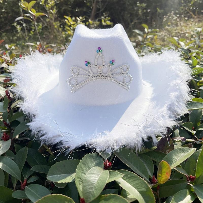 Berets Fashion Rhinestone Crown Cowgirl Hat Large Feather Brim Women Felt Cowboy Western Style Girls Lightweight Jazz Cap, Black
Berets Fashion Rhinestone Crown Cowgirl Hat Large Feather Brim Women Felt Cowboy Western Style Girls Lightweight Jazz Cap, Black