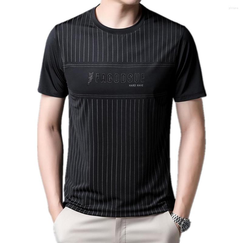 Men's T Shirts Summer Short-Sleeved T-shirt Men's Trendy Round Neck Ice Silk Top Striped Bottoming Shirt, Black
Men's T Shirts Summer Short-Sleeved T-shirt Men's Trendy Round Neck Ice Silk Top Striped Bottoming Shirt, Black
