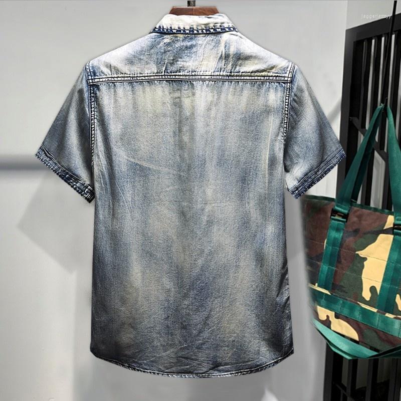 Men's Casual Shirts Vintage Denim Shirt Men Summer Thin Section Short Sleeve Patchwork Printed Single Breasted Slim Fit Mens Cotton Jean, Picture shown
Men's Casual Shirts Vintage Denim Shirt Men Summer Thin Section Short Sleeve Patchwork Printed Single Breasted Slim Fit Mens Cotton Jean, Picture shown