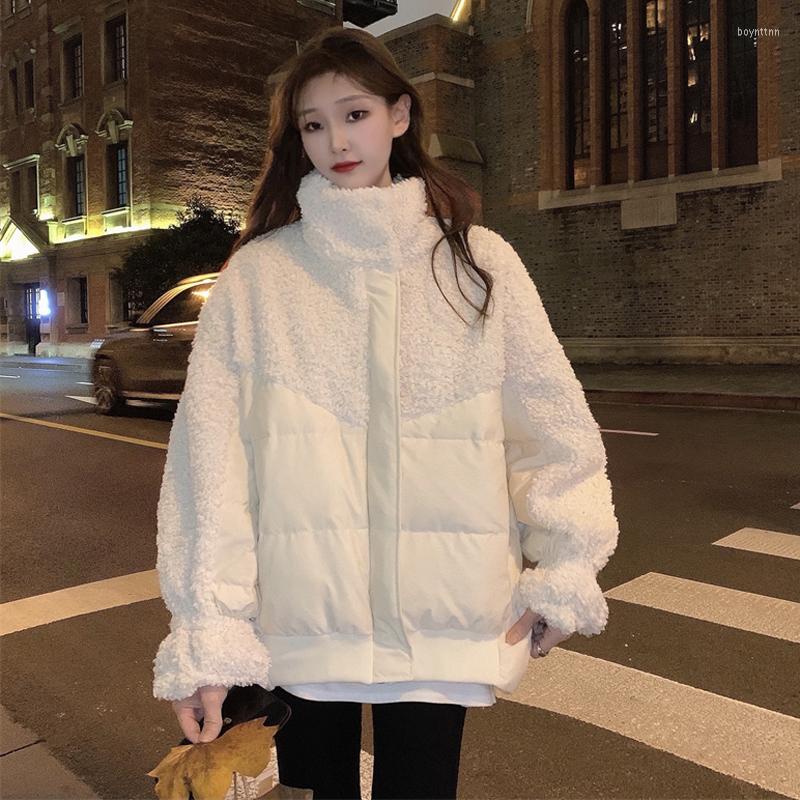 Women's Down Cocoa In Miss Han Edition Design Feeling - Brim Small Air Fragrance Lamb Fur Splicing Cotton-padded Jacket Coat, White
Women's Down Cocoa In Miss Han Edition Design Feeling - Brim Small Air Fragrance Lamb Fur Splicing Cotton-padded Jacket Coat, White