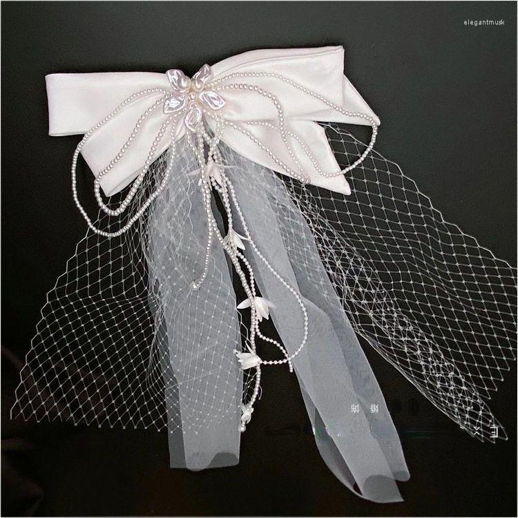 Headpieces Mori Style Artistic Crafts Bow Flower Embellishment Short Veil Fairy Bridal Headdress Wedding Hair Accessories
Headpieces Mori Style Artistic Crafts Bow Flower Embellishment Short Veil Fairy Bridal Headdress Wedding Hair Accessories