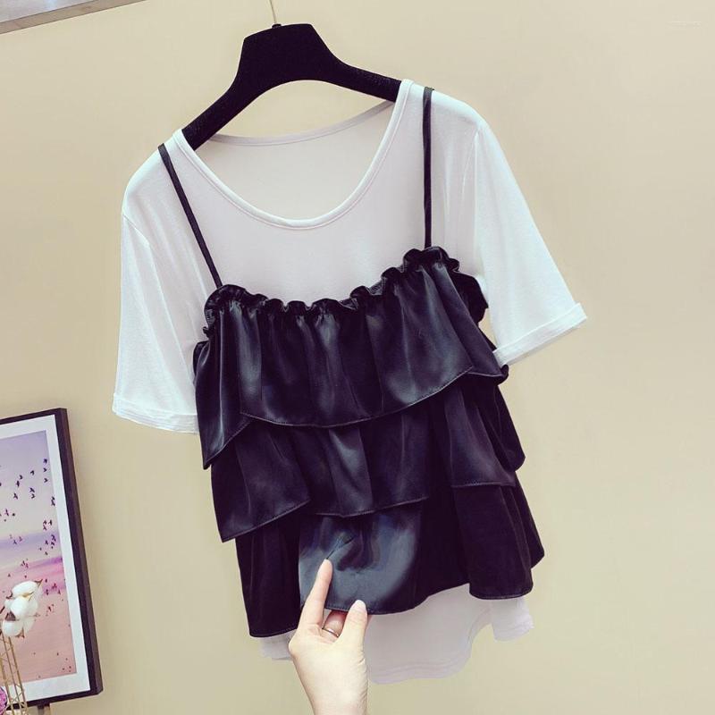 Women' T Shirts Fake Two Piece Ruffled Patch White Tshirt For Women Short Sleeve Loose All-Match Fashionable Top Ladies Tees Aesthetic, Gray
Women' T Shirts Fake Two Piece Ruffled Patch White Tshirt For Women Short Sleeve Loose All-Match Fashionable Top Ladies Tees Aesthetic, Gray