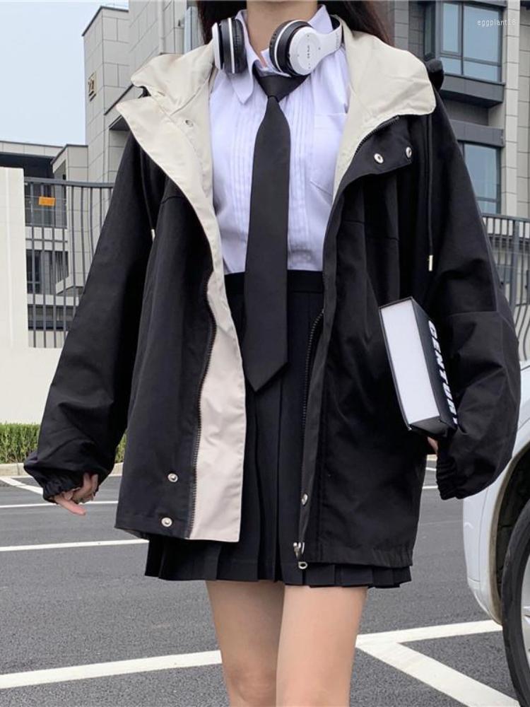 Women' Jackets Women Cargo Cool Jacket Color Matching Kawaii Girl Ziper Female 2022SS Casual Loose Hooded Tooling Coat Punk Streetwear, Black
Women' Jackets Women Cargo Cool Jacket Color Matching Kawaii Girl Ziper Female 2022SS Casual Loose Hooded Tooling Coat Punk Streetwear, Black