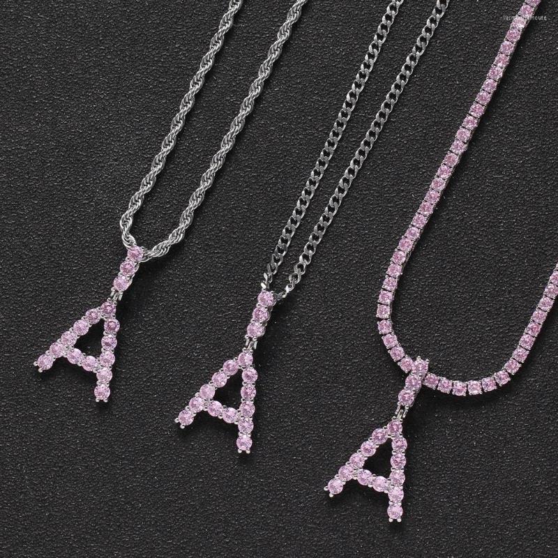 Pendant Necklaces CZ Custom Tennis Initial Pink Letter Necklace Iced Out Cubic Zirconia Mens Women Hip Hop Jewelry
Pendant Necklaces CZ Custom Tennis Initial Pink Letter Necklace Iced Out Cubic Zirconia Mens Women Hip Hop Jewelry