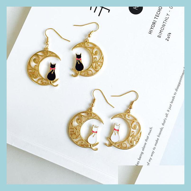 Charm Cute Animal Cat Shape Earrings Black White Lovely Hollow Moon Pendant Earring Ear Stud Fashion Jewelry Accessories Drop Deliver Dhwg4
Charm Cute Animal Cat Shape Earrings Black White Lovely Hollow Moon Pendant Earring Ear Stud Fashion Jewelry Accessories Drop Deliver Dhwg4